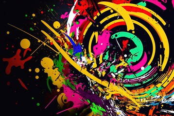 illustration of geometric abstract background in bright colorful motion