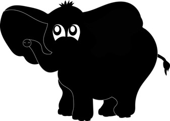 Elephants are the largest land animals on Earth. Cartoon. Silhouette