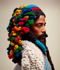 Rastafari de Jamaica hecho de lana, generado con AI