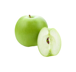 one green cut apple isolated transparent png