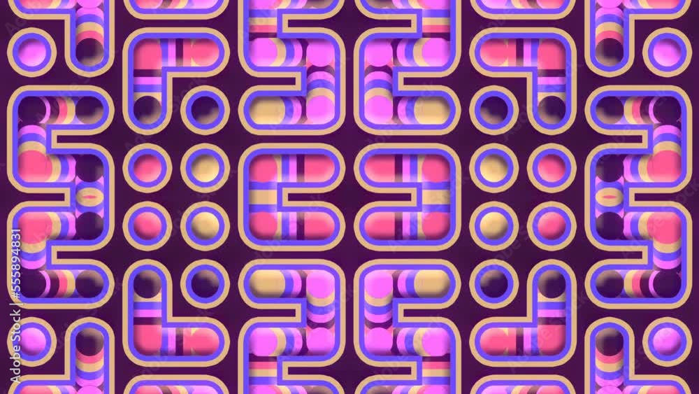 Fototapete symmetrical pattern with moving trendy gradient. 3d render digital animation 4k