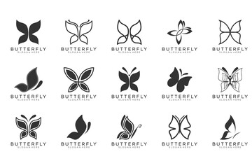 Butterfly logo vector set black