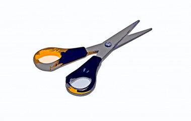 Steel scissors with plastic handles application