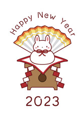 ウサギの形の鏡餅の年賀状素材