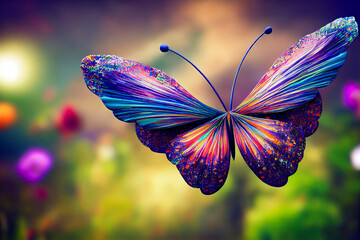 Fototapeta butterfly on flower, generative ai illustration obraz