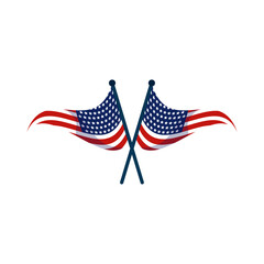 Obraz premium crossed american flags
