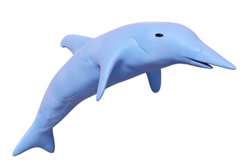 3d blue dolphins jumping from plasticine isolated. dolphin clay toy icon concept, 3d illustration render