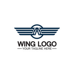 W letter for wings logo design, combination w letter and wings