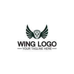 W letter for wings logo design, combination w letter and wings