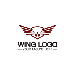 W letter for wings logo design, combination w letter and wings