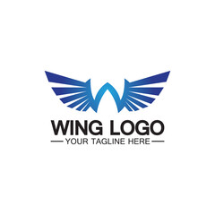W letter for wings logo design, combination w letter and wings