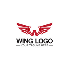 W letter for wings logo design, combination w letter and wings