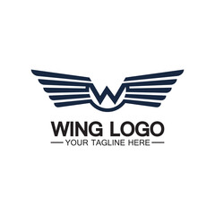 W letter for wings logo design, combination w letter and wings