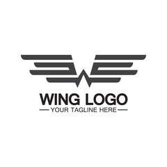 W letter for wings logo design, combination w letter and wings
