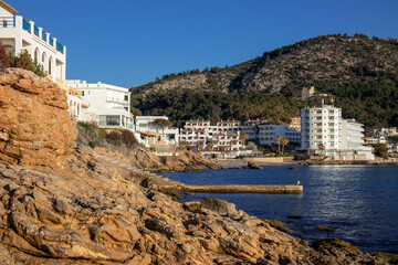 Obraz premium Sant Elm, town and fishing village in Mallorca, Majorca, Balearic Islands, Spain, Europe