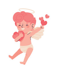 cute cupid with hearts