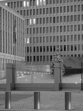 Berlin, Germany - November 26, 2021: The entrance to the new headquarter of the german secret service in Berlin