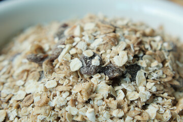 detail shot of granola Musli in a bowl, 