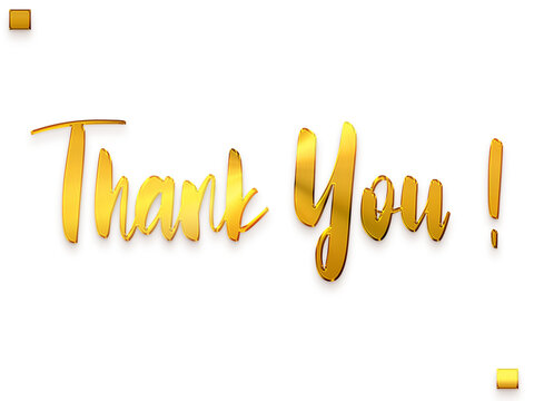 Thank You ! Transparent PNG Gold Bold Alphabetical Text 