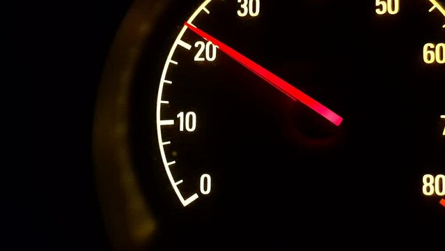 The tachometer needle goes up