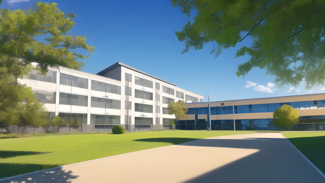 アニメ調の学校や学園系背景の高解像度画像イラスト(AI generated image)