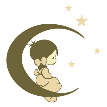 baby child on a moon