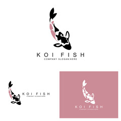 Koi Fish Logo Design, Ornamental Fish Vector, Aquarium Ornament Illustration Brand product