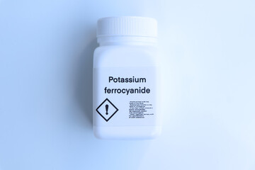 Potassium ferrocyanide in bottle , chemical in the laboratory and industry