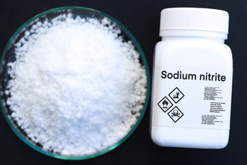 Sodium nitrite in bottle , chemical in the laboratory and industry