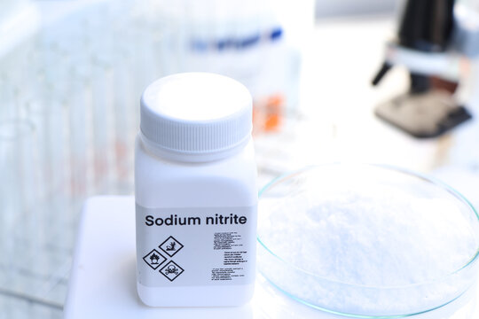 Sodium nitrite in bottle , chemical in the laboratory and industry