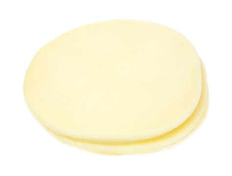 Provolone Slices On White Background