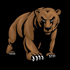 brown bear d black background vector illustration