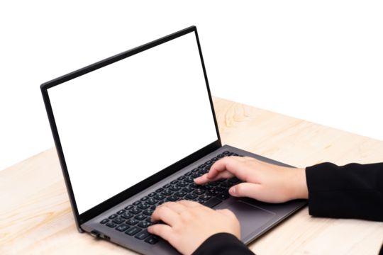 Laptop computer screen cut out for mock up.