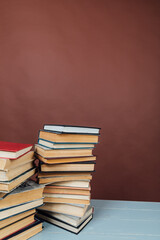 stacks of books for teaching and reading education in the university library