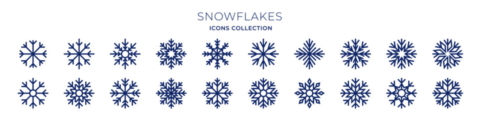 Snowflakes icons. Christmas and New Year decoration elements.