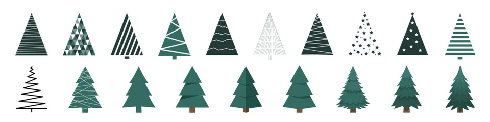 Fototapeta premium Christmas trees сollection. Modern flat design.