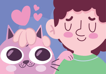 guy with his adorable cat