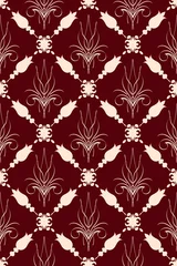 Foto op Plexiglas Vintage old pattern. Vintage wallpaper in baroque style. Seamless vector background. Linear ornament for fabric, wallpaper, packaging. Rich wedding ornament. © Olivia