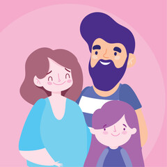 cute family parents and daughter