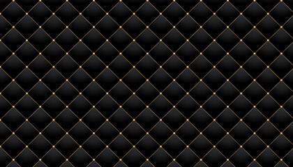Rhombus black and gold color pattern background. Luxury template with vintage leather texture for invitation card wallpaper.