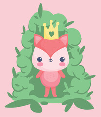 cute fox with crown