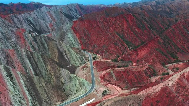 aerial view of red mountains vally