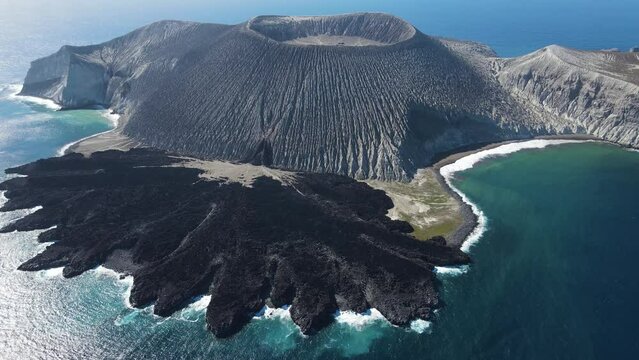 Aerial view of Isla san Benedicto, a volcanic island, Colima, Mexico.