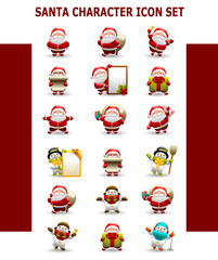 SANTA CHARACTER ICON SET VECTOR