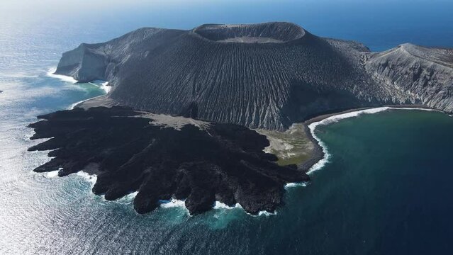Aerial view of Isla san Benedicto, a volcanic island, Colima, Mexico.