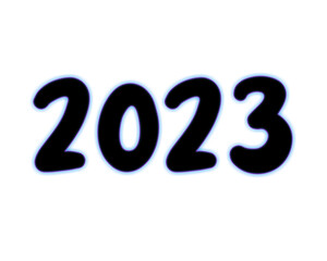 Number 2023 neon colored black color for design elements 