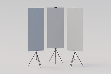 Standing tripod banner mockup. 3d rendering
