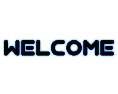 Welcome text neon colored black color design elements 