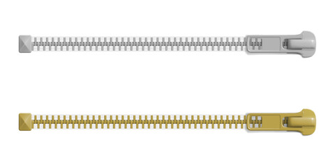 Set of closed zipper locks isolated on white background © paketesama