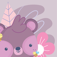 cute bear and bee